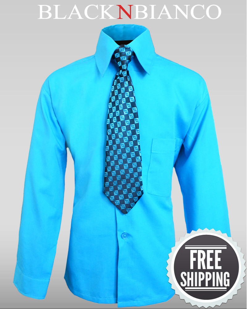 Boys Turquoise Shirt with Tie outfit ...